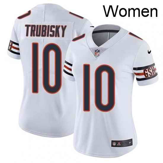 Womens Nike Chicago Bears 10 Mitchell Trubisky White Vapor Untouchable Limited Player NFL Jersey